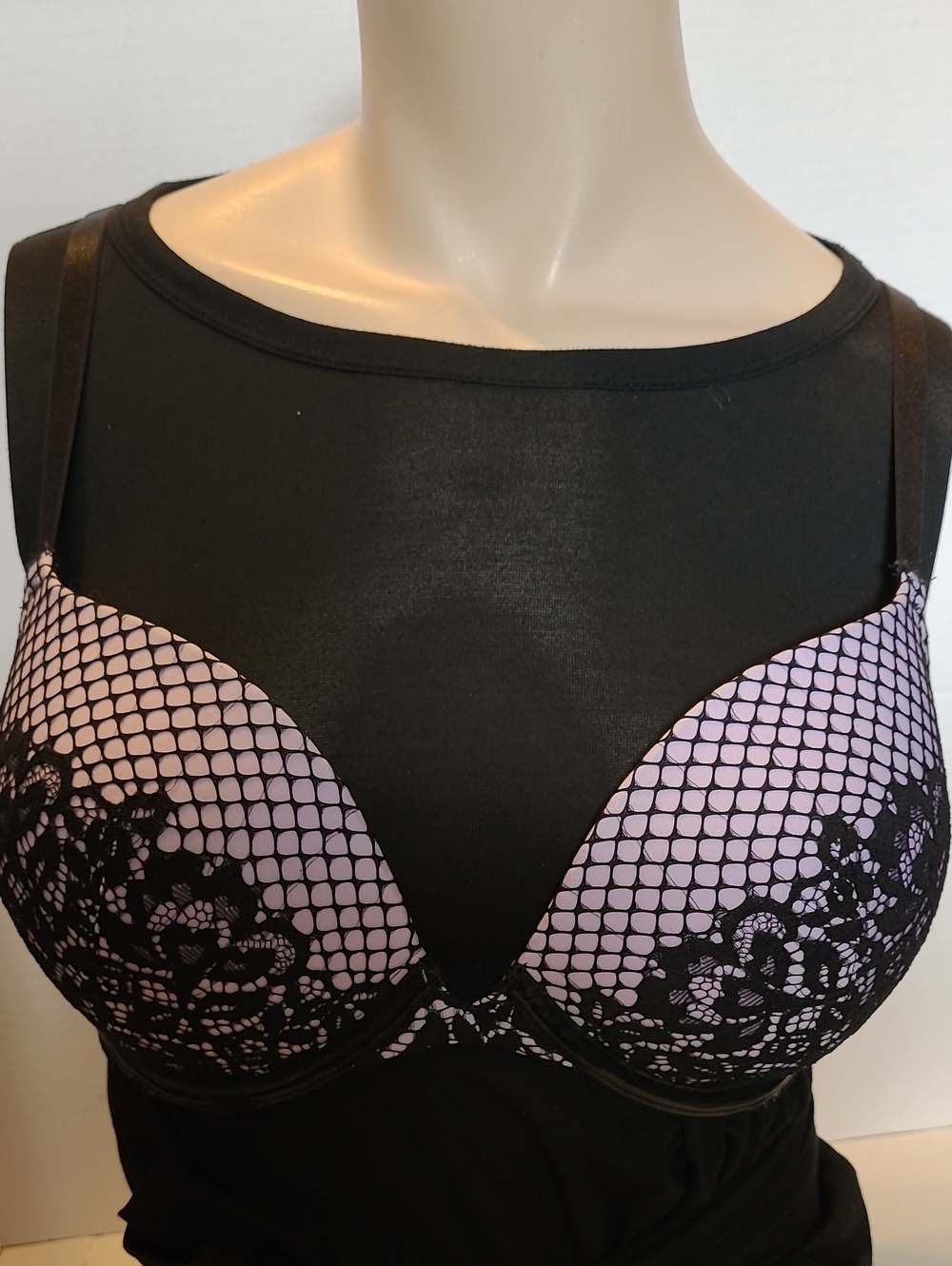 VICTORIA SECRET Lace Overlay Sexy Push-Up Bra - Lavender/Black 32DD